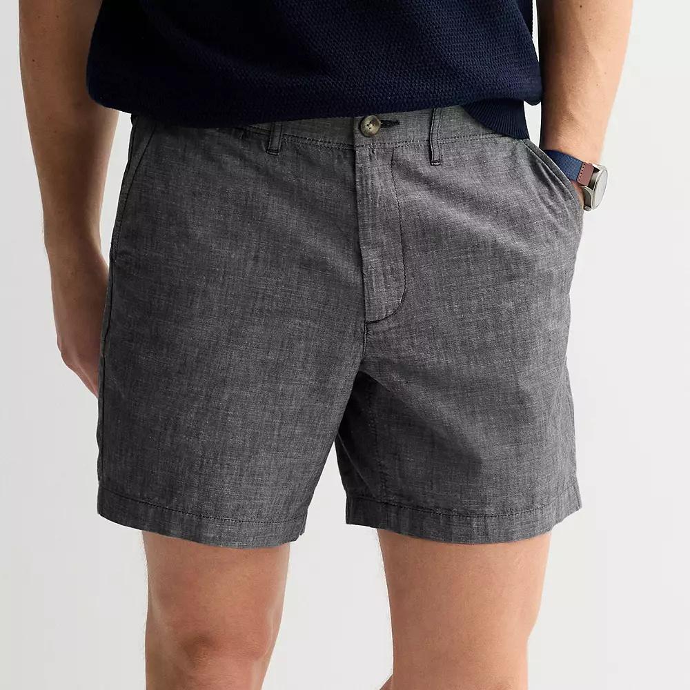 Men's Sonoma Goods For Life® 7" Flexwear Flat Front Shorts, Size: 33 7 IN, Black Chambray Product Image