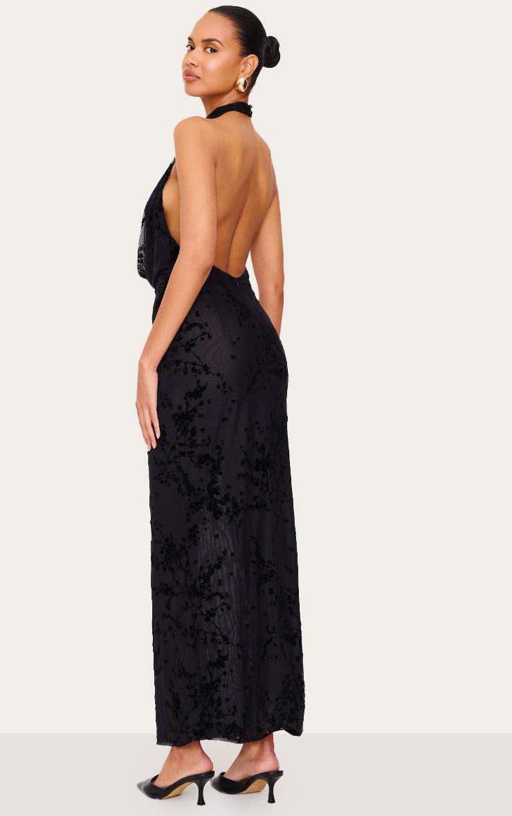 Black Devore Cowl Neck Maxi Dress Product Image