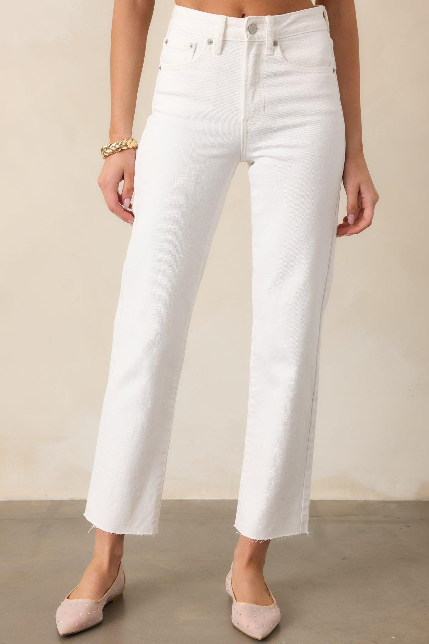 Simply The Vibe White Jeans Product Image