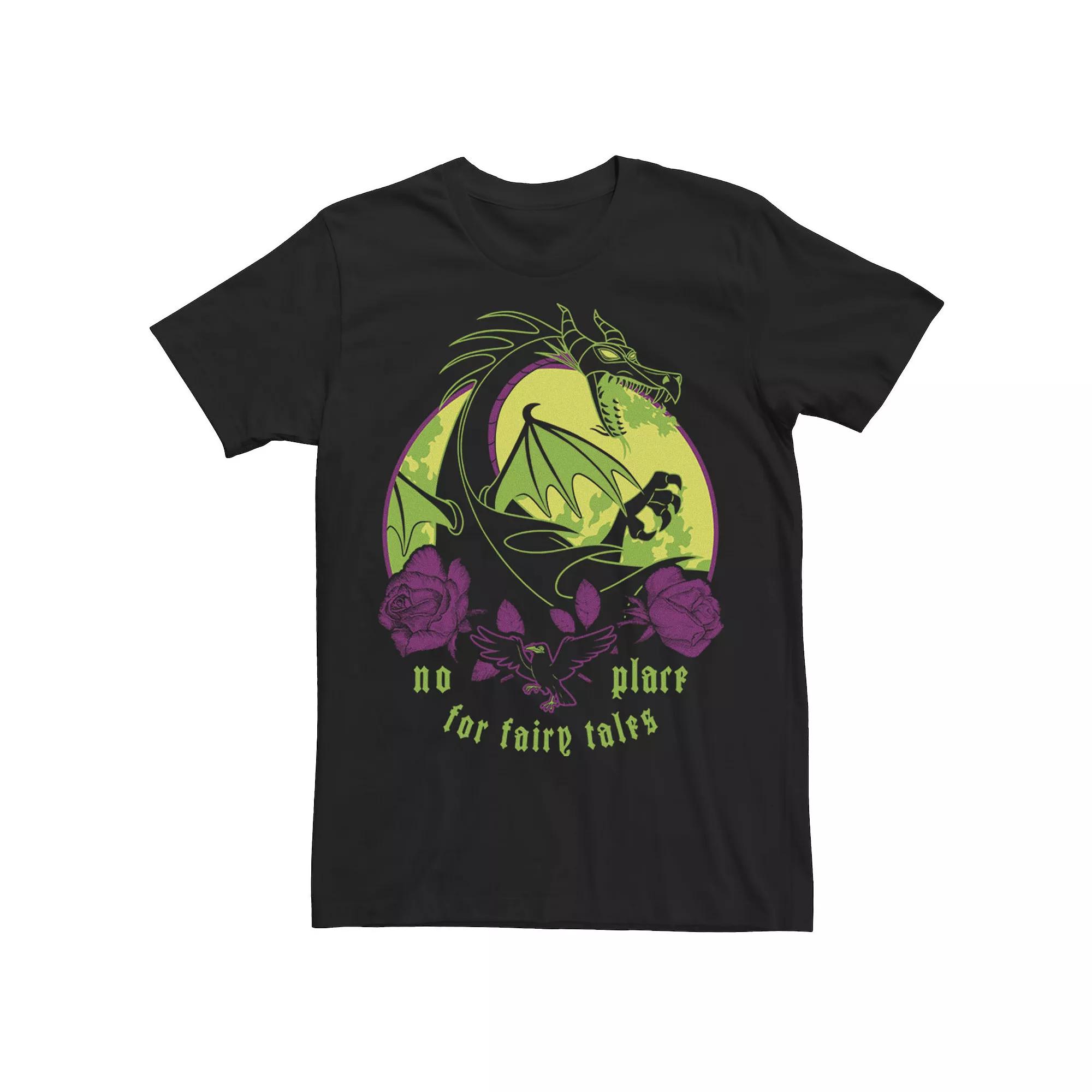 Disney's Villains Maleficent Men's Dragon No Place For Fairy Tales Tee, Size: Large, Black Product Image