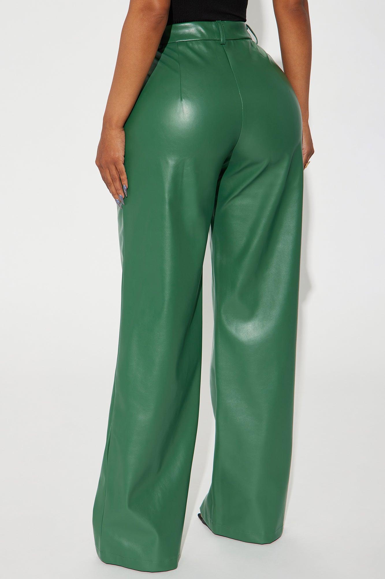 Nia Faux Leather Trouser - Hunter Product Image