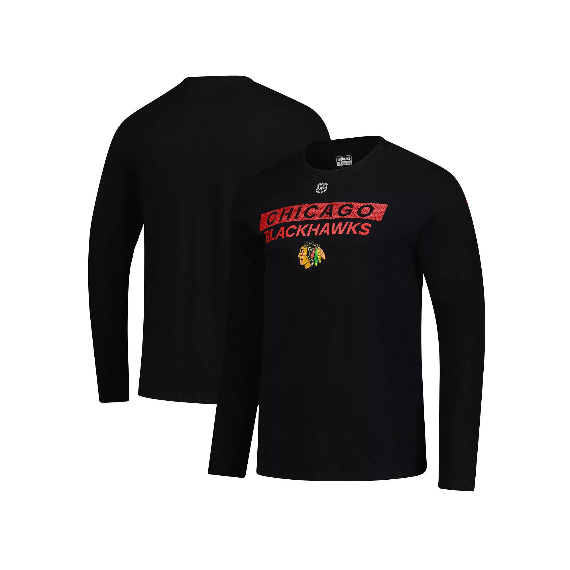 Men's Fanatics Black Chicago Blackhawks Authentic Pro Primary Logo Long Sleeve T-Shirt,  Product Image