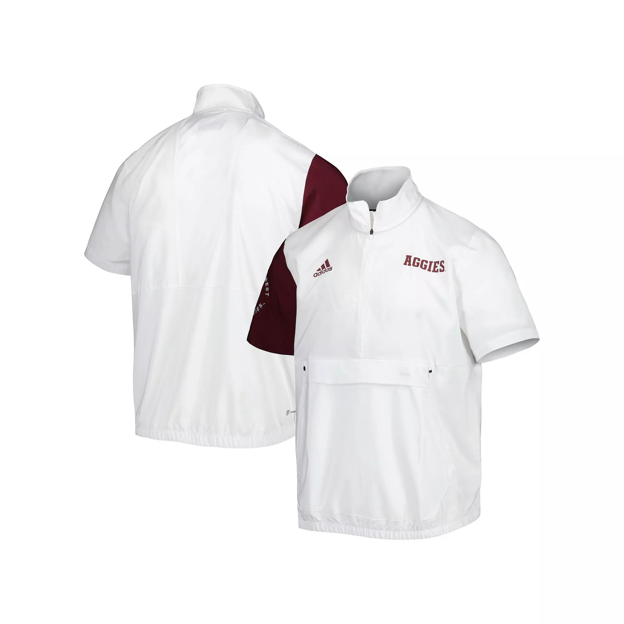 Men's adidas White Texas A&M Aggies M STM AEROREADY Half-Zip Jacket, Size: Small Product Image