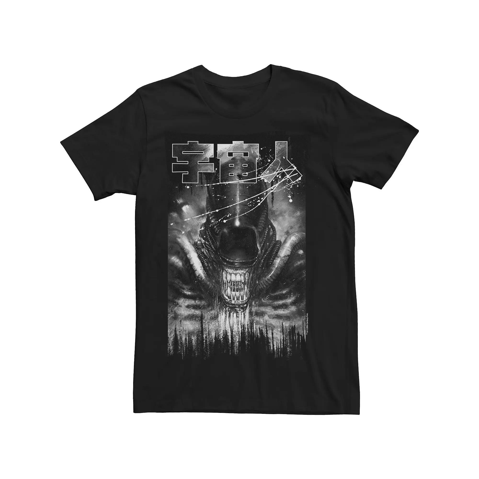 Men's Alien Kanji Splatter Portrait Tee, Size: XL, Black Product Image