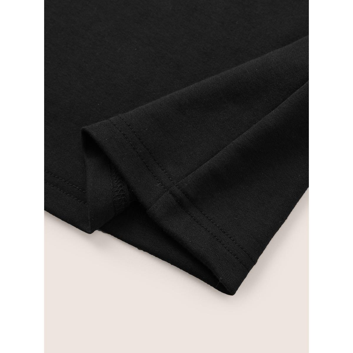 Plus Size Plain Turtle Neck Crochet Lace Sweatshirt Women Black Casual Non Turtleneck Everyday Sweatshirts BloomChic 12/L Product Image