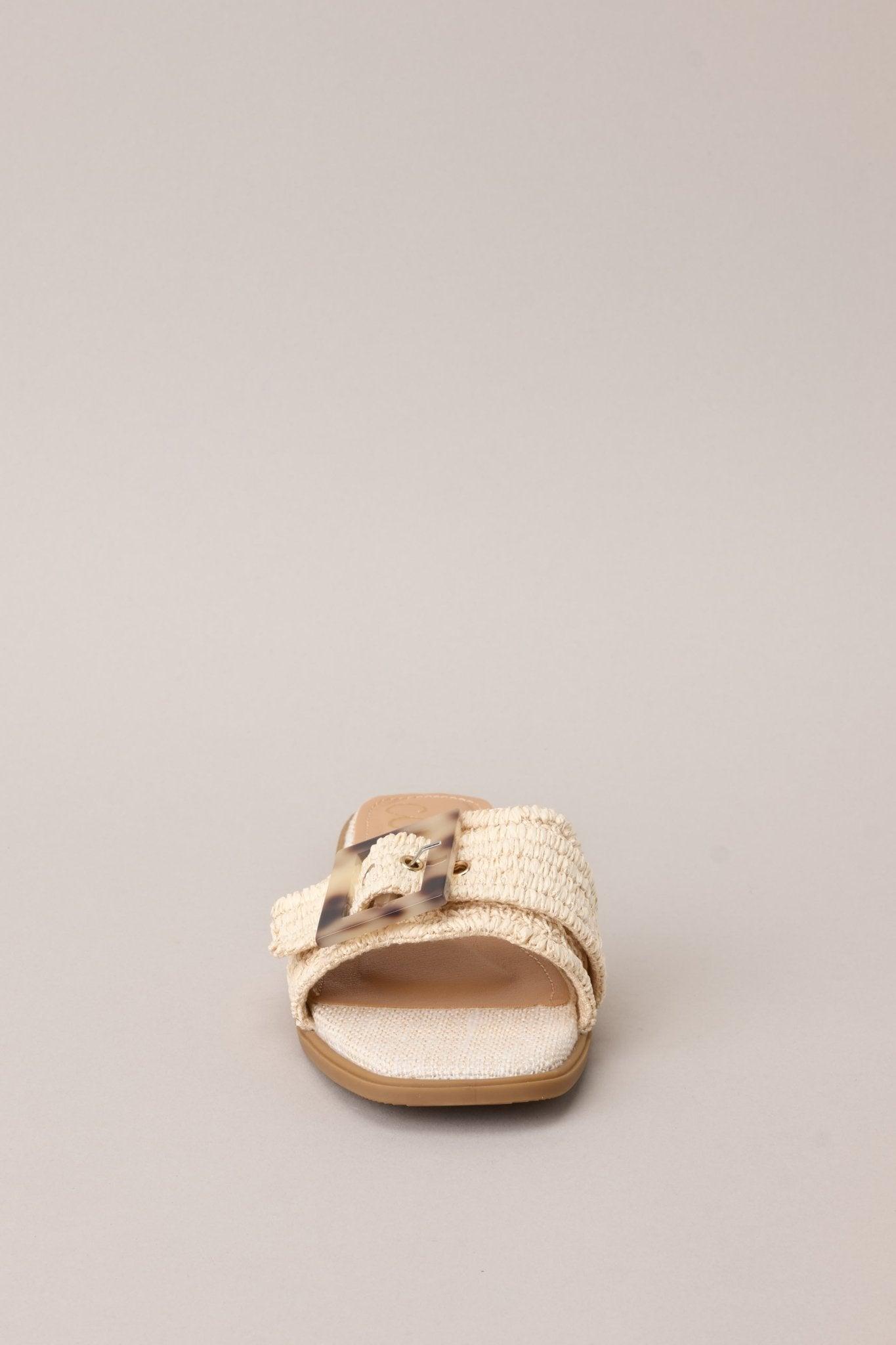 Now What Beige Woven Buckle Sandals Product Image