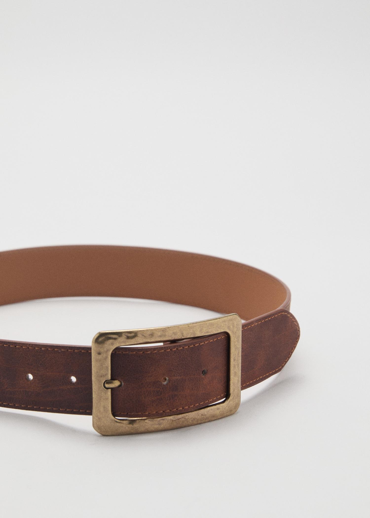 Textured square buckle belt - Women | MANGO USA Product Image