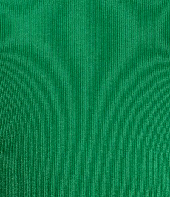 Gibson & Latimer Ribbed Knit Crew Neck Contrasting Poplin Ruffled Short Sleeve Top Product Image