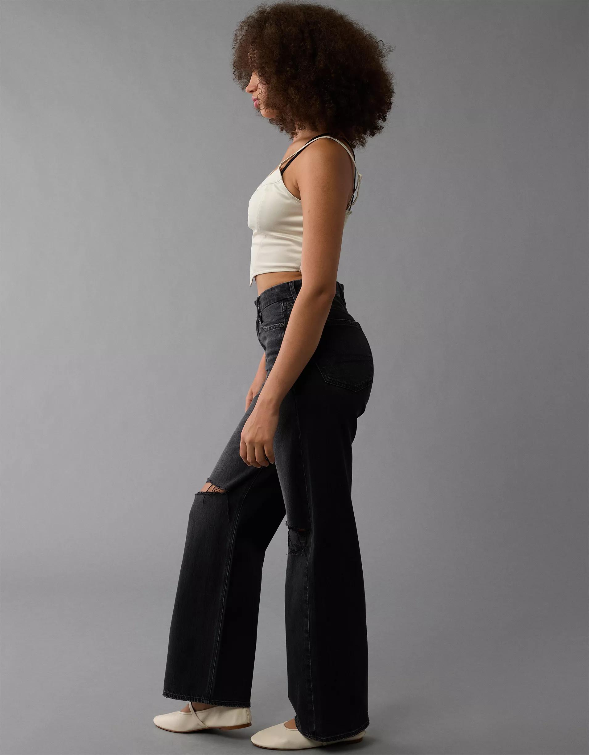 AE Strigid Ripped Curvy Super High-Waisted Baggy Straight Jean Product Image