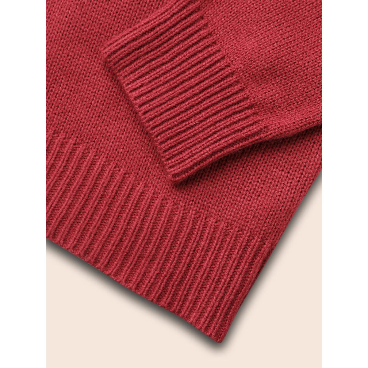 Plus Size Fuzzy Reindeer Motif Crew-Neck Pullover Scarlet Women Casual Loose Long Sleeve Round Neck Everyday Pullovers BloomChic 14-16/1X Product Image