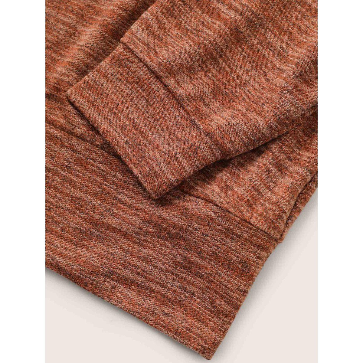 Plus Size Heather Hooded Long Sleeve Sweatshirt Women Maroon Casual Non Hooded Everyday Sweatshirts BloomChic 10/M Product Image