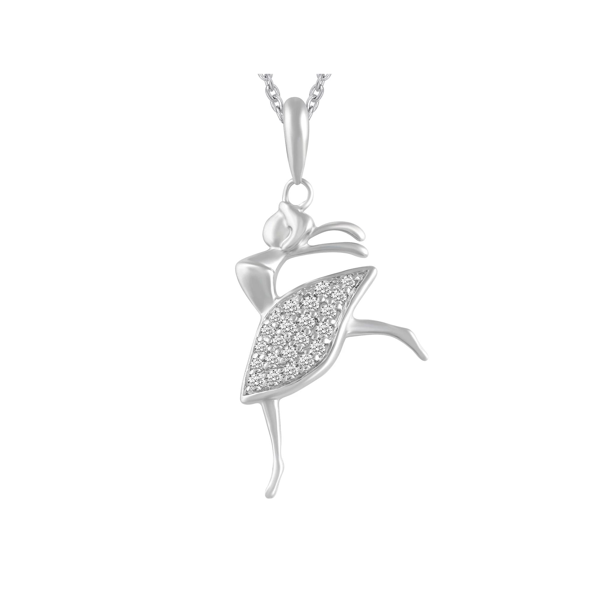 Royal Aura Sterling Silver 1/10 Carat T.W. Diamond Ballerina Pendant Necklace, Women's, Size: 18" Product Image