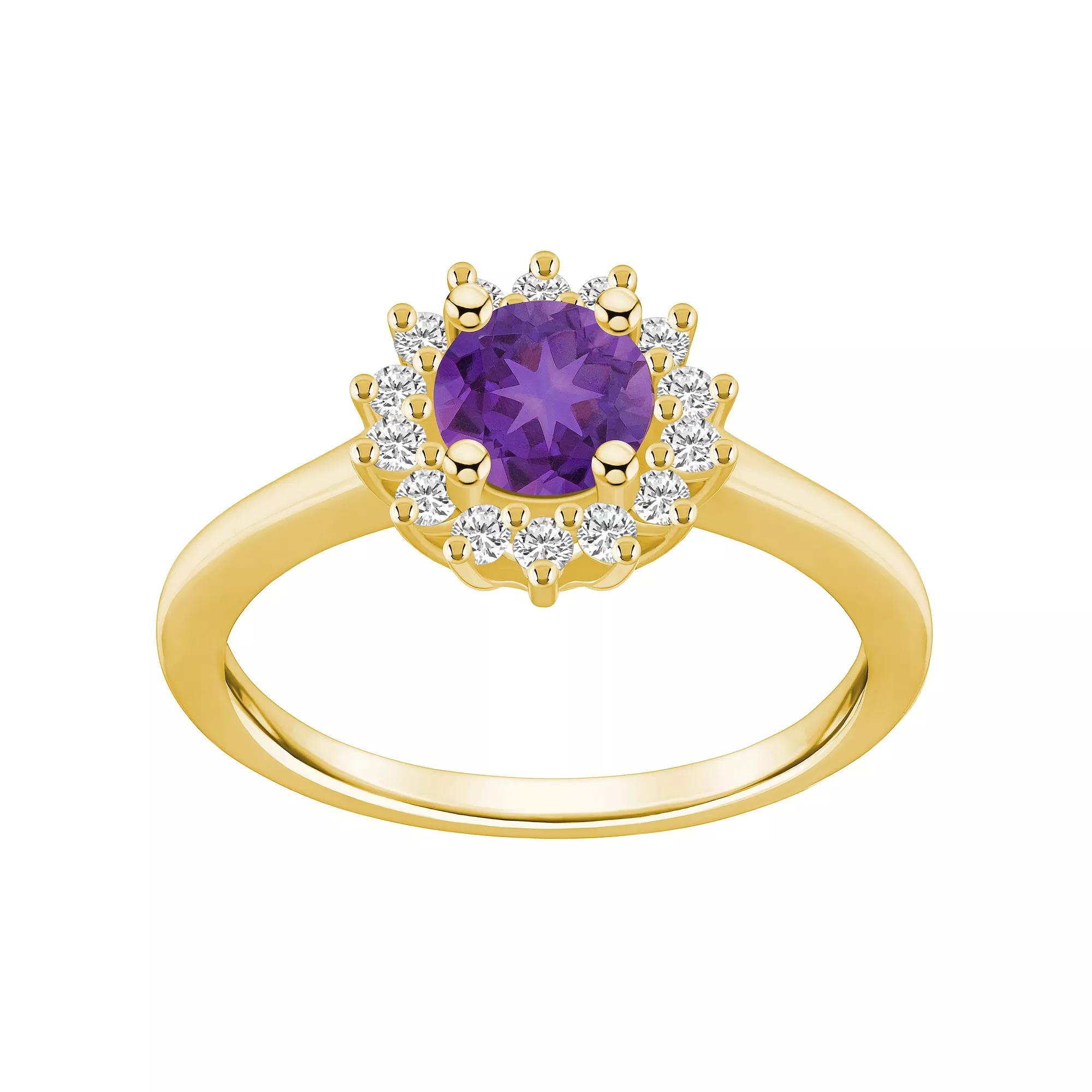 Alyson Layne 14k Gold Amethyst & 1/4 Carat T.W. Diamond Halo Ring, Womens Purple Product Image