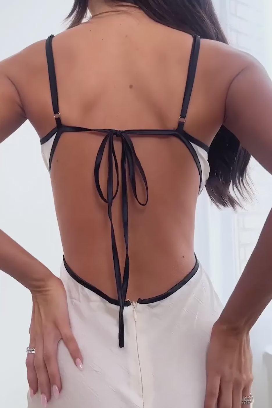 Saisha Satin Maxi Dress - Cream Product Image