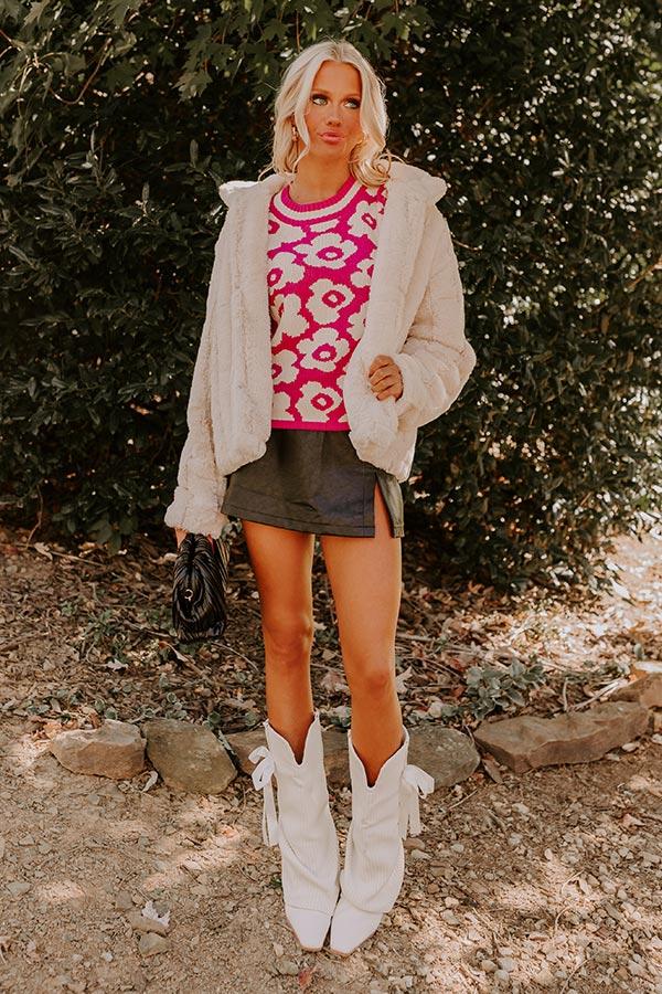 Block Party Cutie Floral Knit Top in Pink Product Image