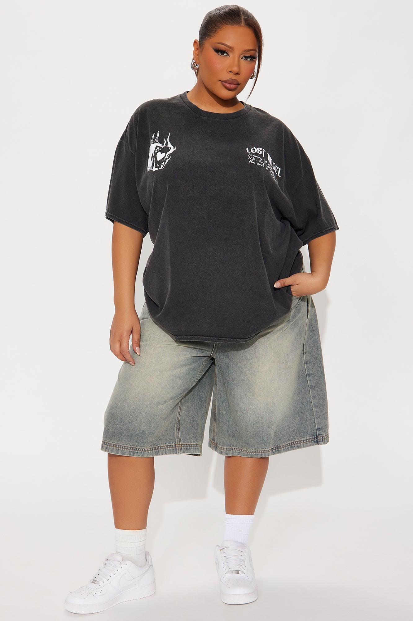 Lost Angel Washed Tee  - Black Wash Female Product Image