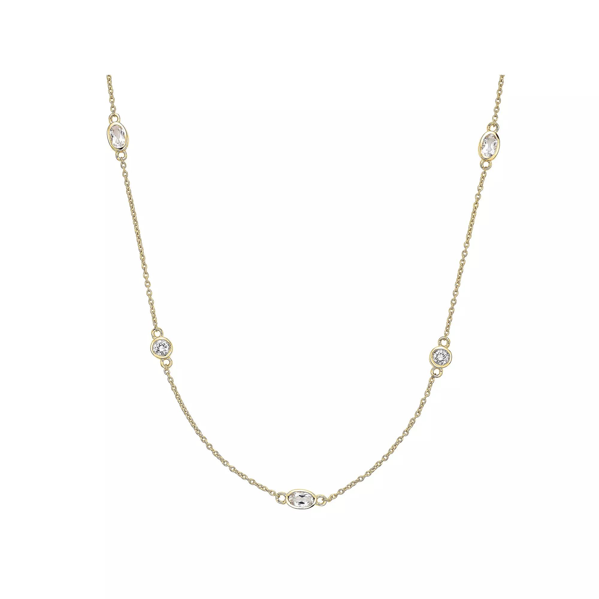 Gemminded 18k Gold Over Silver White Topaz Necklace, Women's, Size: 18", Gold Tone Product Image