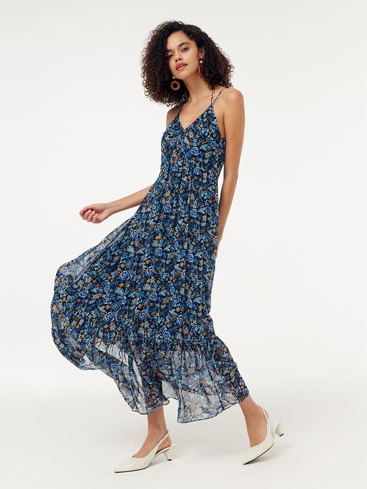 10MM Mulberry Silk Halterneck Slip Maxi Dress With Detachable Chest Pa Product Image