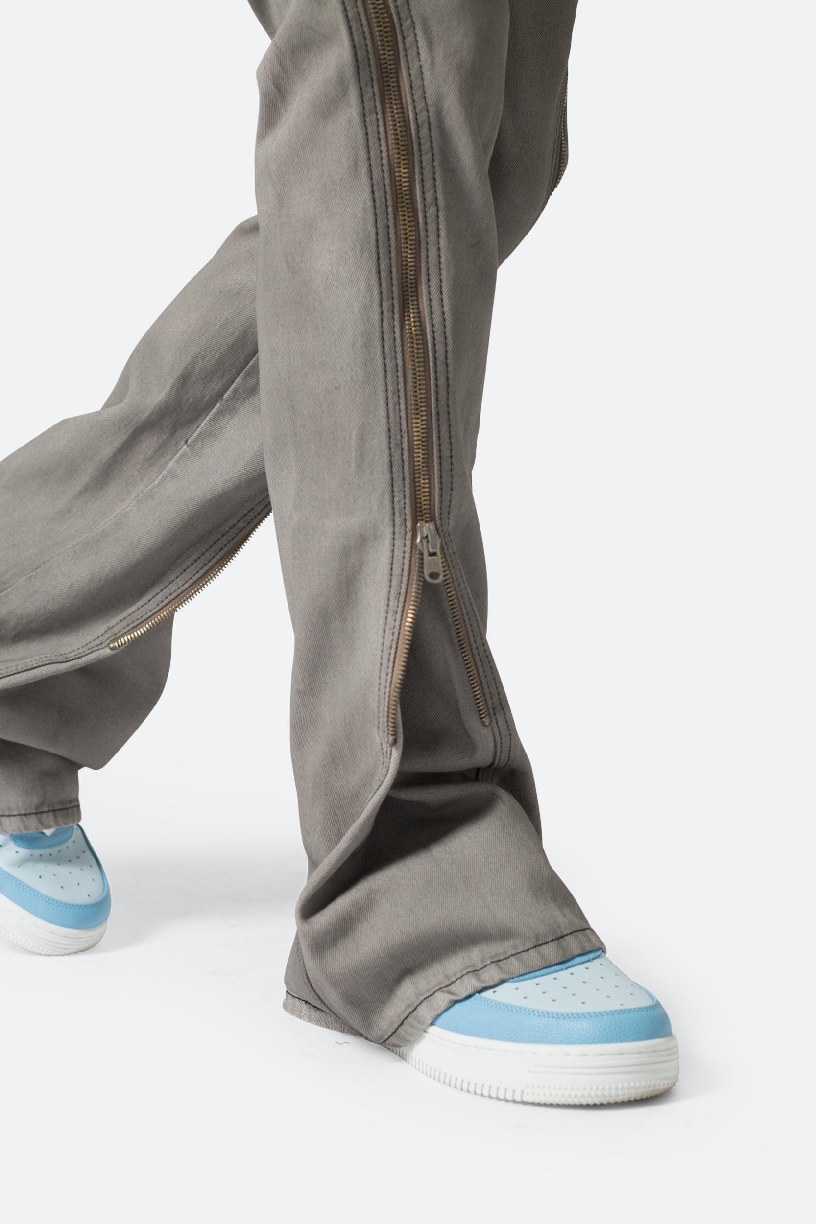 D519 Zipper Flare Denim - Grey Product Image