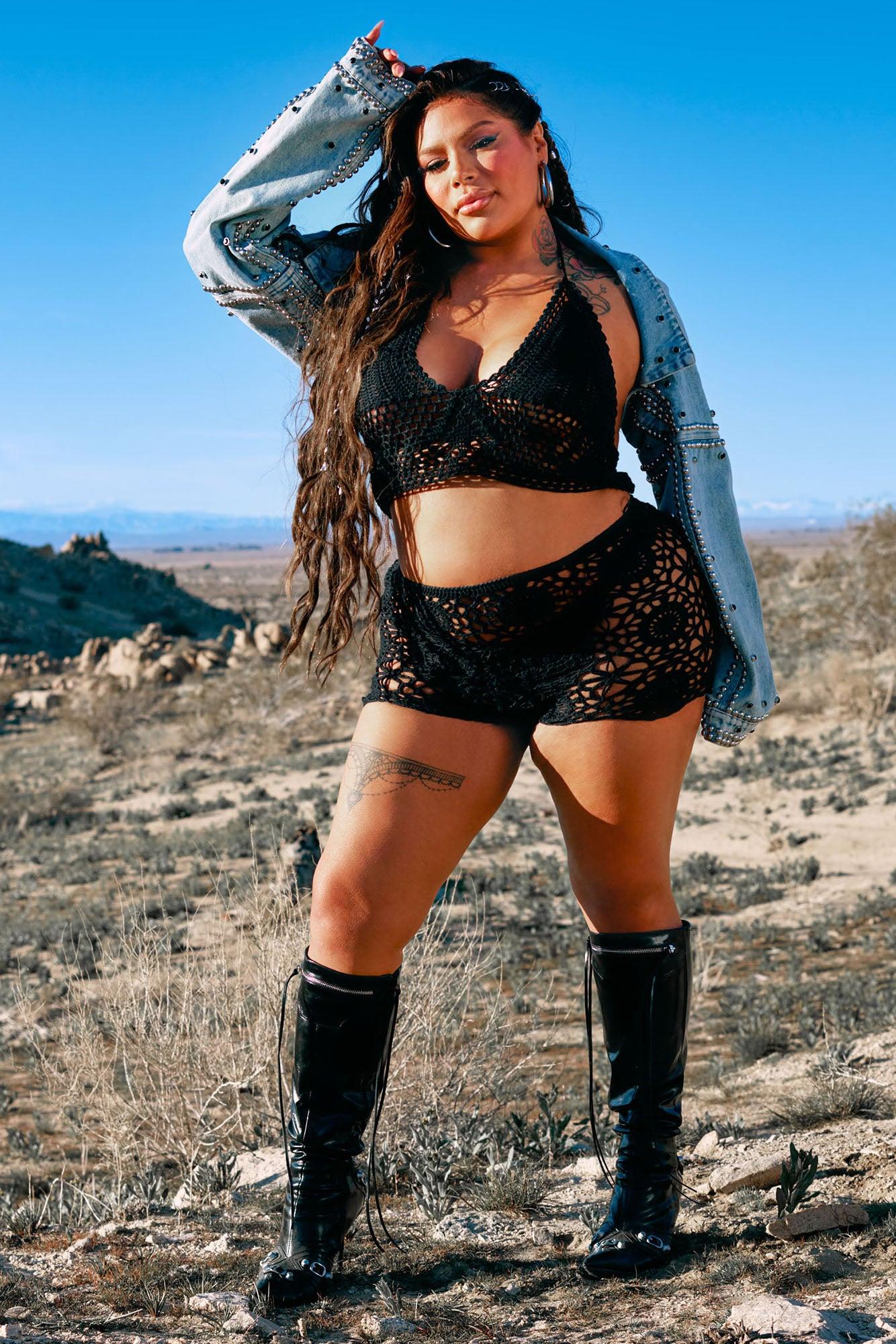 Desi Crochet Set - Black Product Image