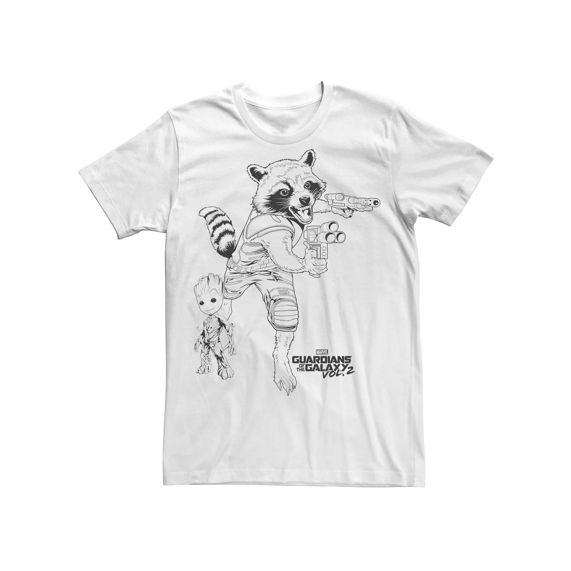 Men's Marvel Rocket And Baby Groot Sketch Graphic Tee,  Product Image