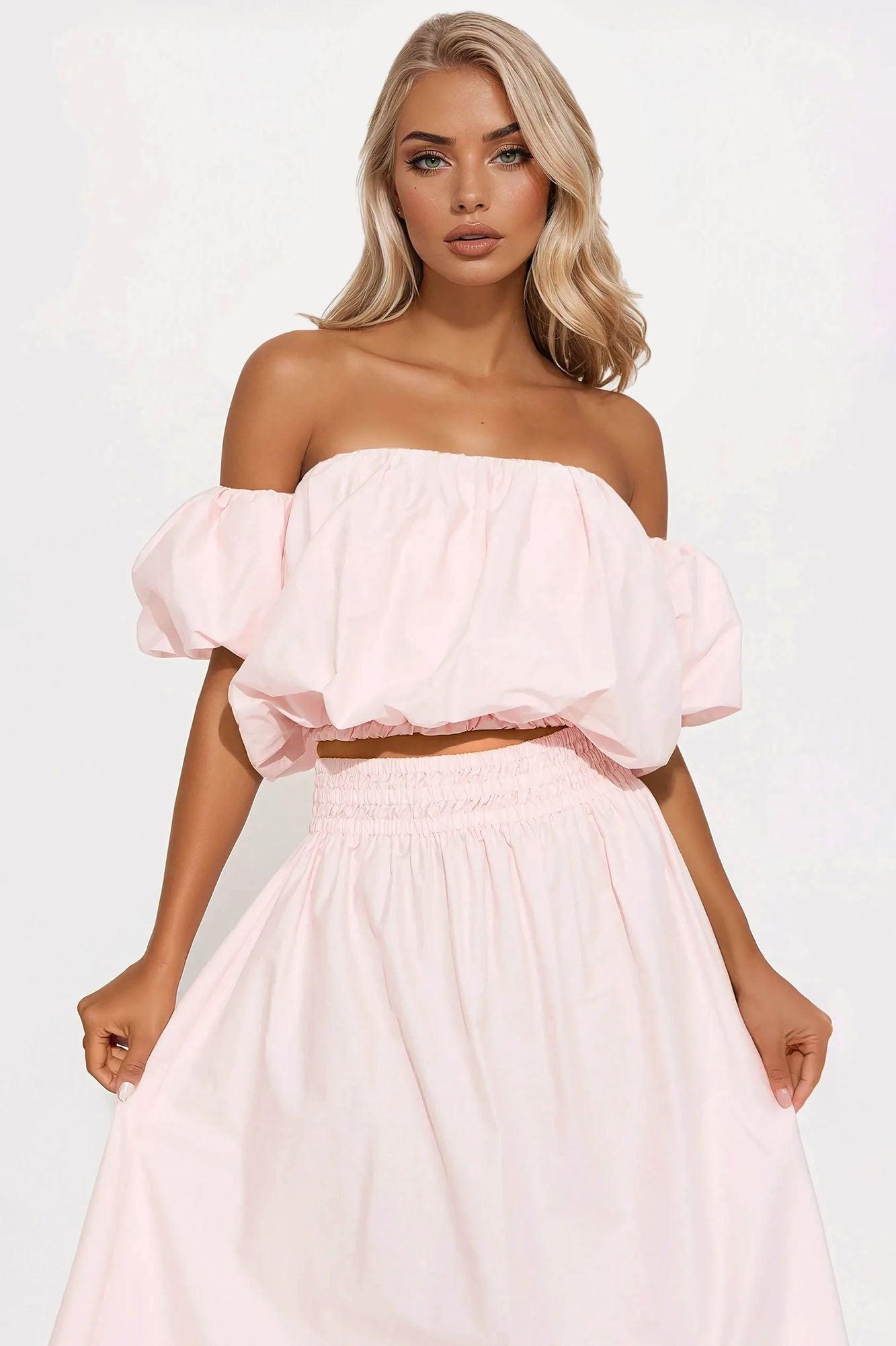 Wandering Daydreams Midi Skirt Set - Pink Product Image