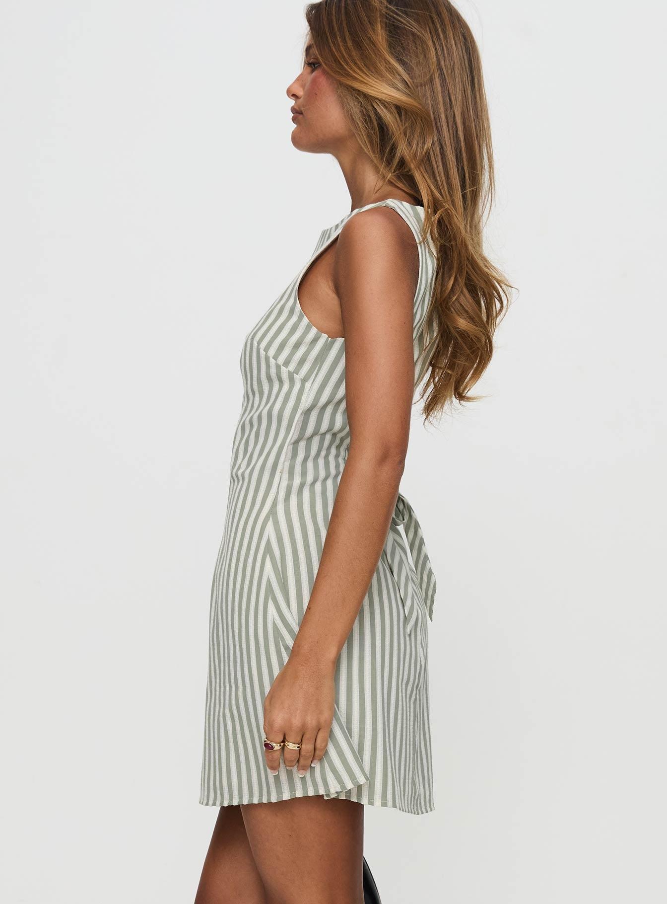 Alfalfa Shift Mini Dress Green Stripe Product Image