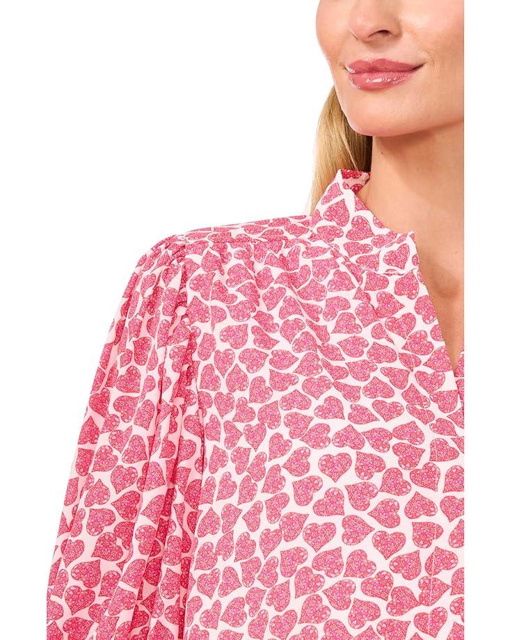 Raglan Sleeves Ruffled Split Neck Blouse Product Image