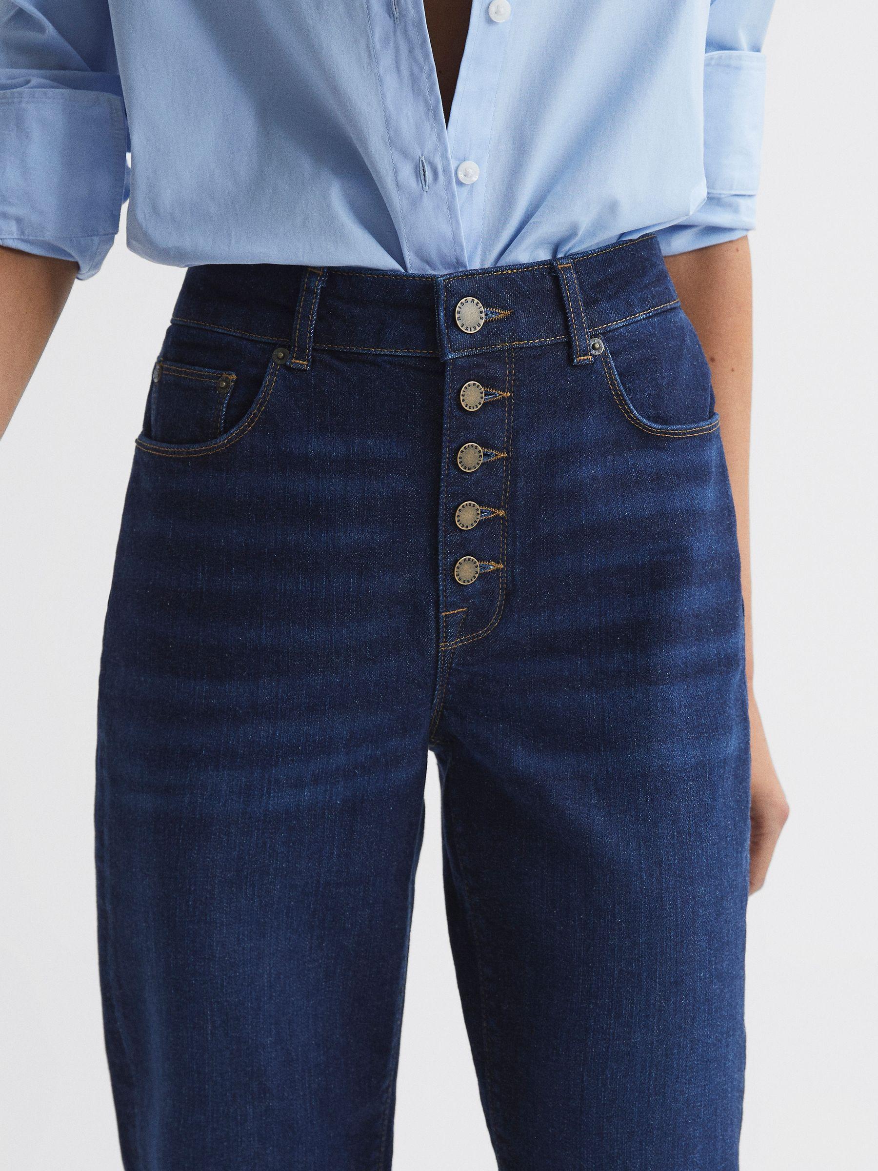 High Rise Straight Leg Jeans in Deep Indigo Product Image