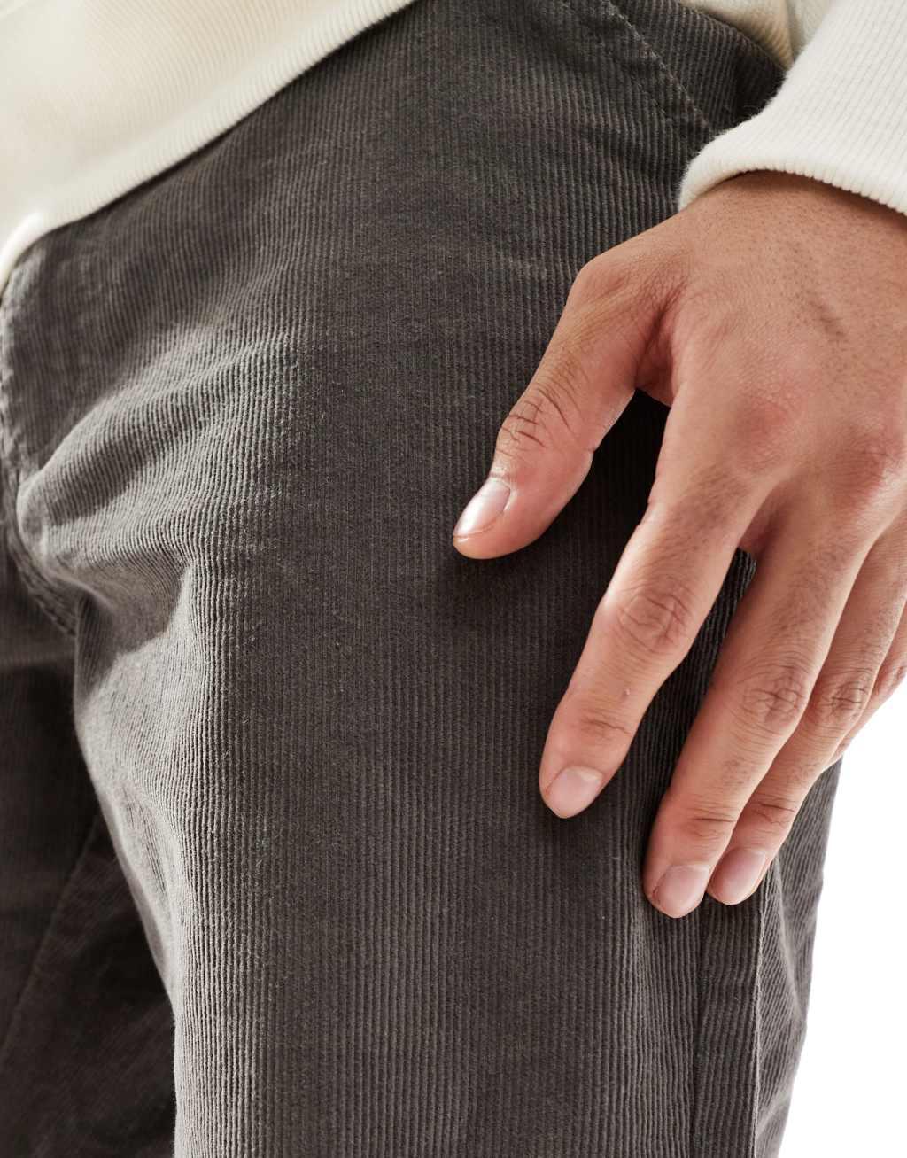 Another Influence cord straight leg pants in gray Product Image