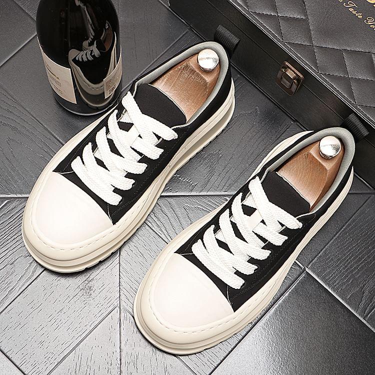 Platform Two Tone Lace-Up Sneakers Product Image