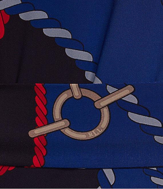 Lauren Ralph Lauren Plus Size Surplice V Neck 3/4 Sleeve Tie Sash Belt Stretch Jersey A Line Midi Dress Product Image