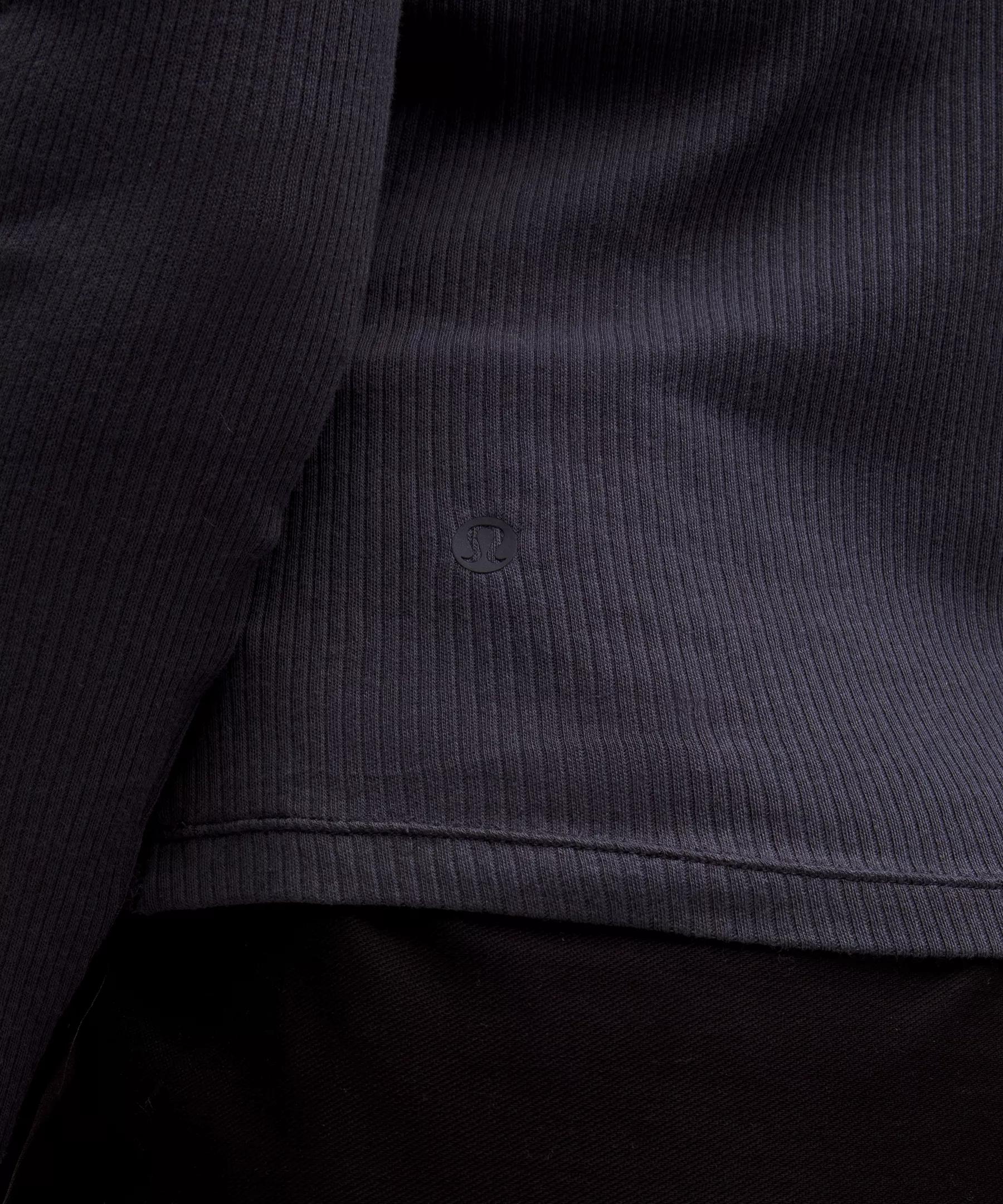 Sheer Cotton Ribbed Crewneck Long-Sleeve Shirt Product Image