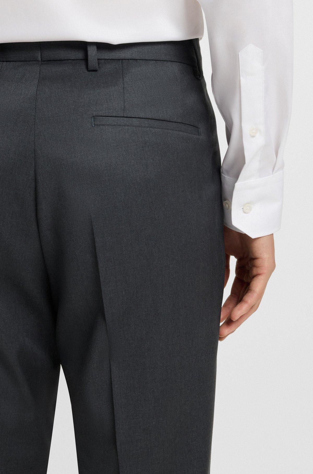 BOSS - Regular-fit pants in virgin-wool serge - Dark Grey Product Image
