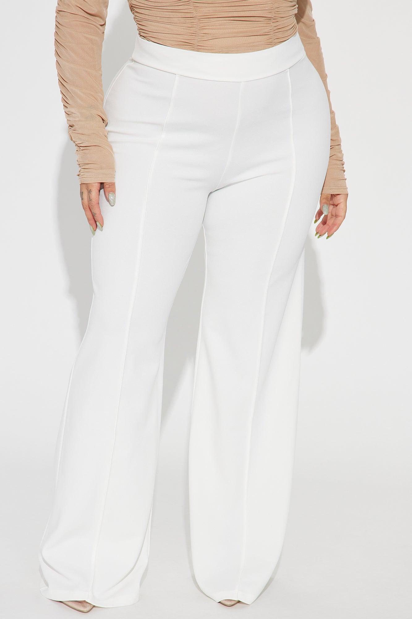 Victoria High Waisted Dress Pants - White Product Image
