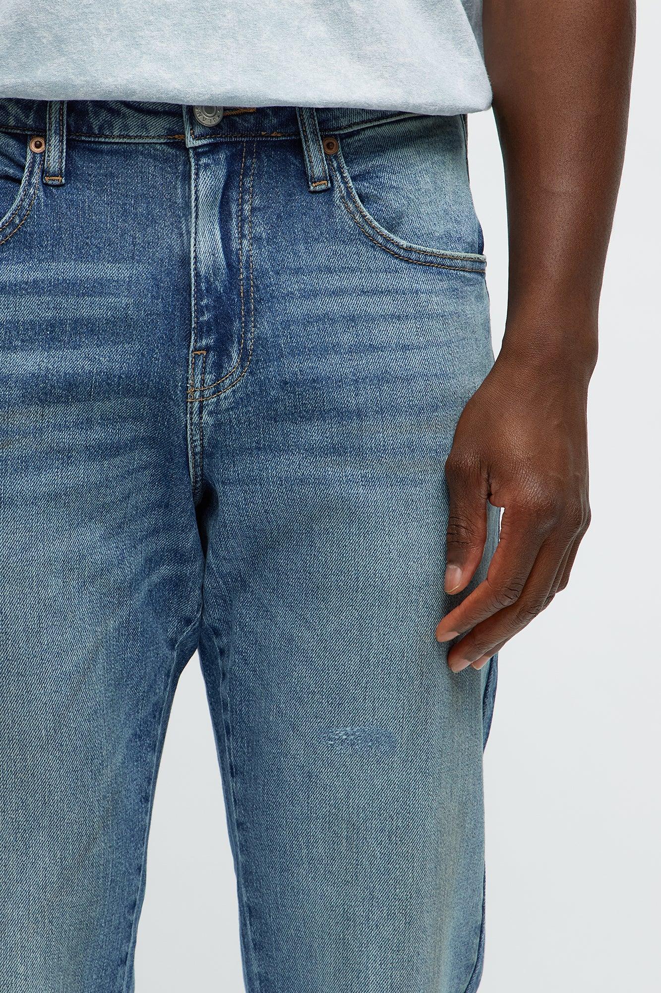 Play Dirty Distressed Slim Jeans - Medium Blue Wash Product Image