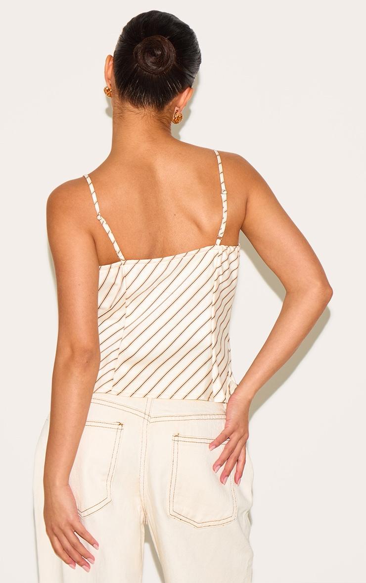 Petite Cream Pinstripe Tie Front Top Product Image