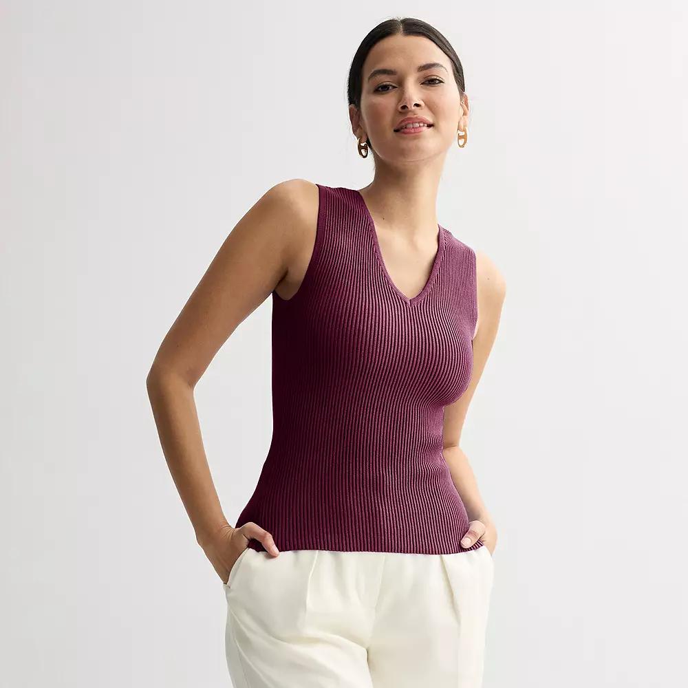Women's Nine West Fitted Sweater Sculpt V-Neck Tank Top,  Product Image