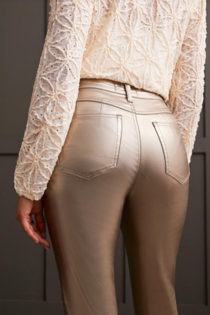 Sophia Straight Gold Metallic Ankle Pant Product Image