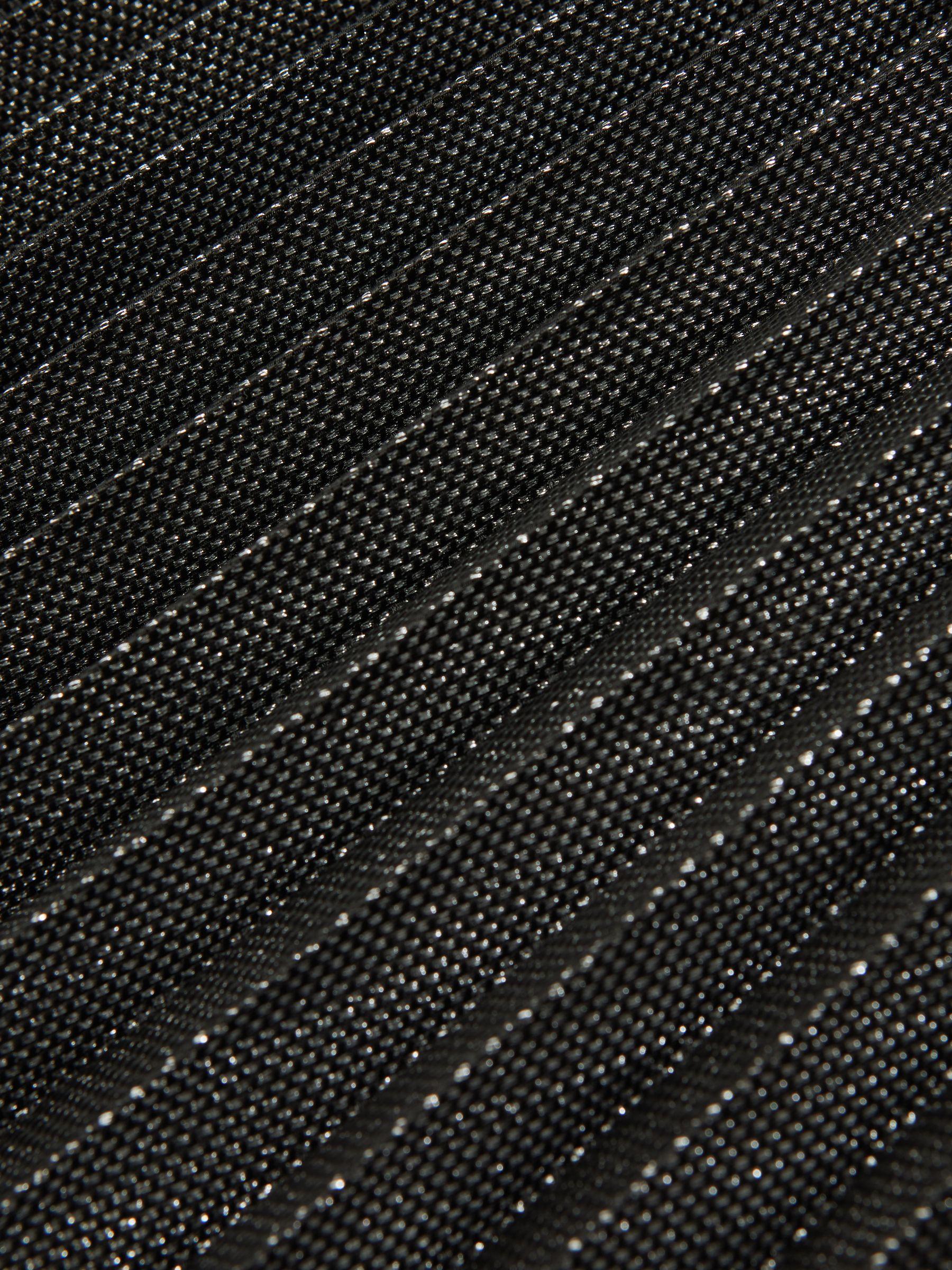 Metallic Pleated Midi Skirt in Charcoal Grey Product Image