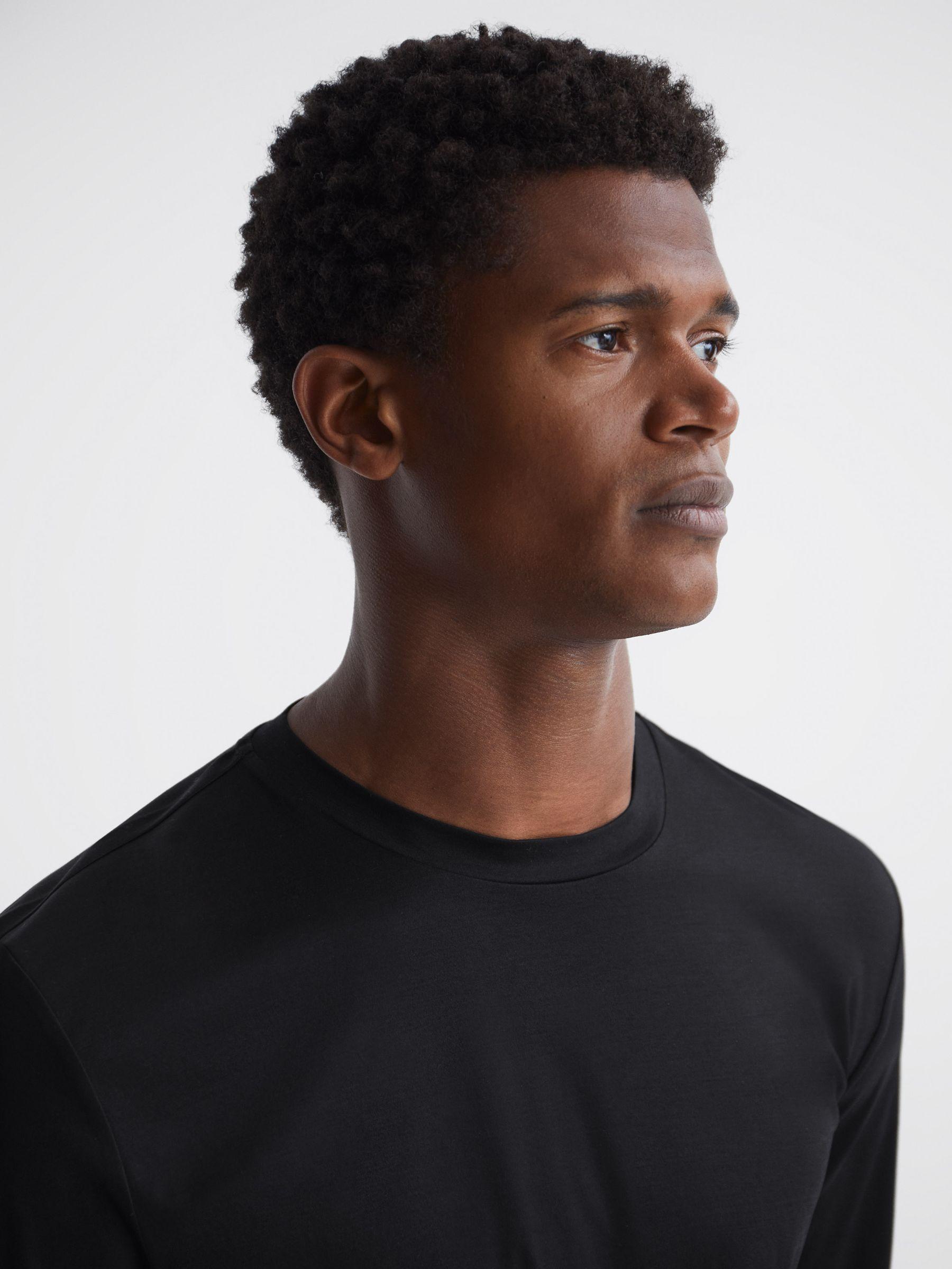 Long Staple Cotton Crew Neck Top in Black Product Image