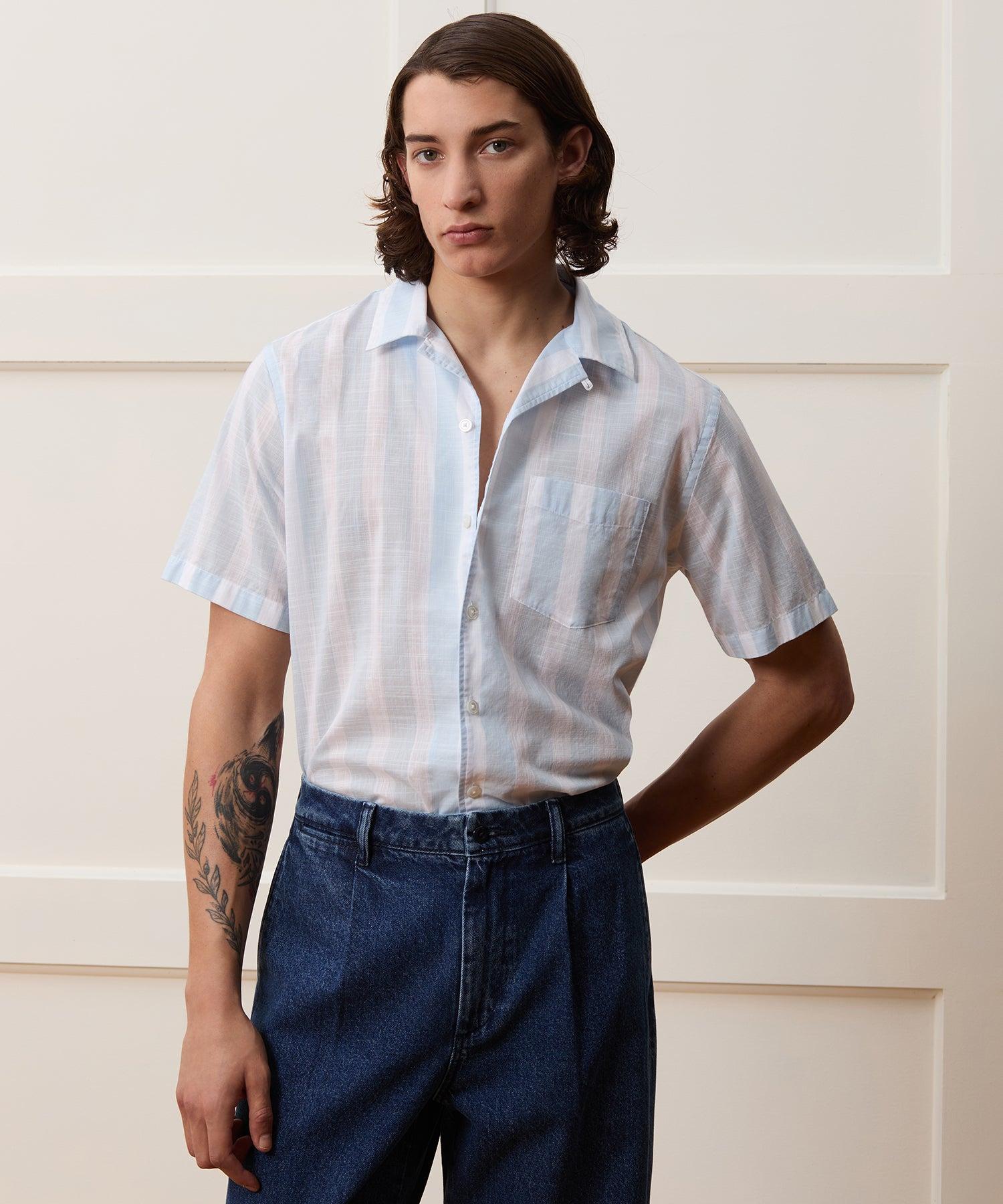 Cropped Cotton Summerweight Camp Collar Shirt Product Image