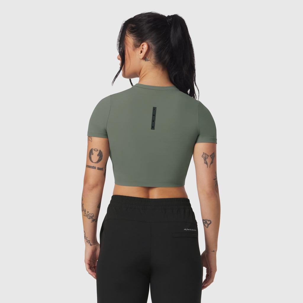 W019. LYCRA® Cropped Tee - Sage Product Image