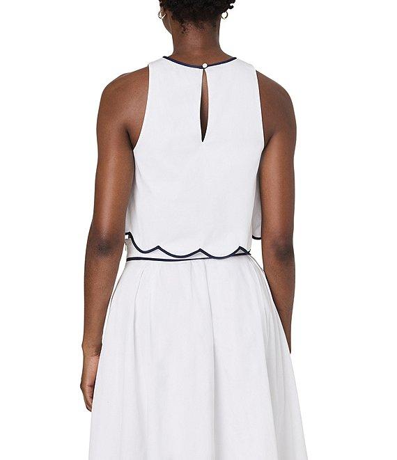 French Connection Alexis Crew Neck Sleeveless Scallop Top Product Image