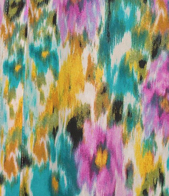 Investments Petite Size Caroline Signature Ikat Garden V-Neck 3/4 Sleeve Button Front Top Product Image