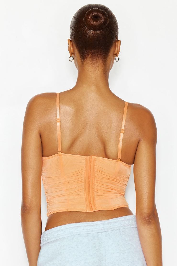 Plunge Halter Mesh Corset Top Product Image