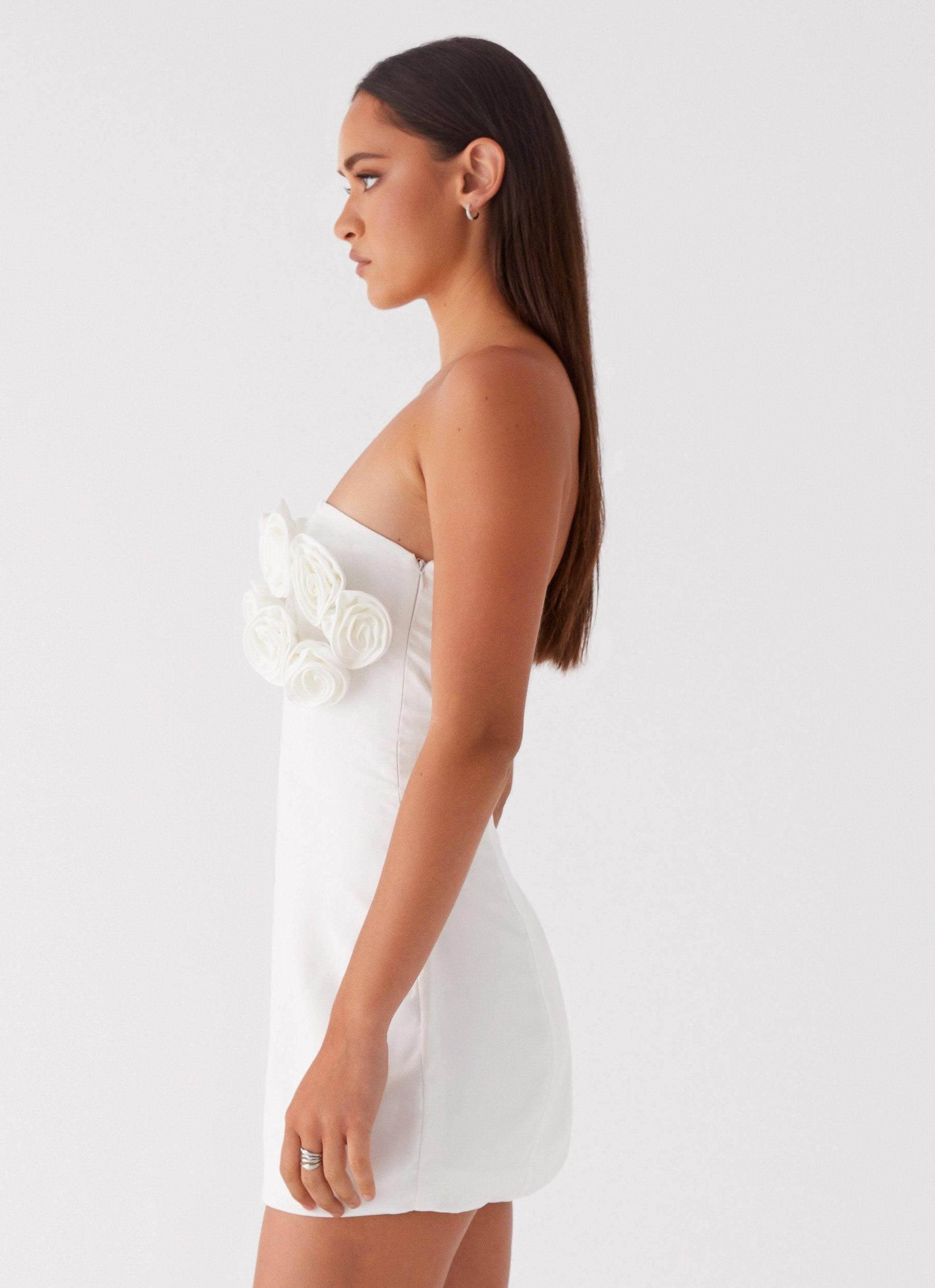 Bouquet Dream Mini Dress - White Product Image