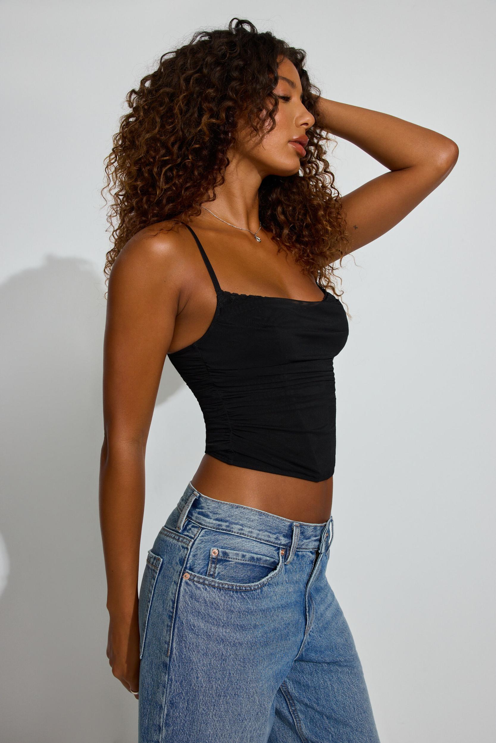 Asymmetric Mesh Long Sleeve Top Product Image