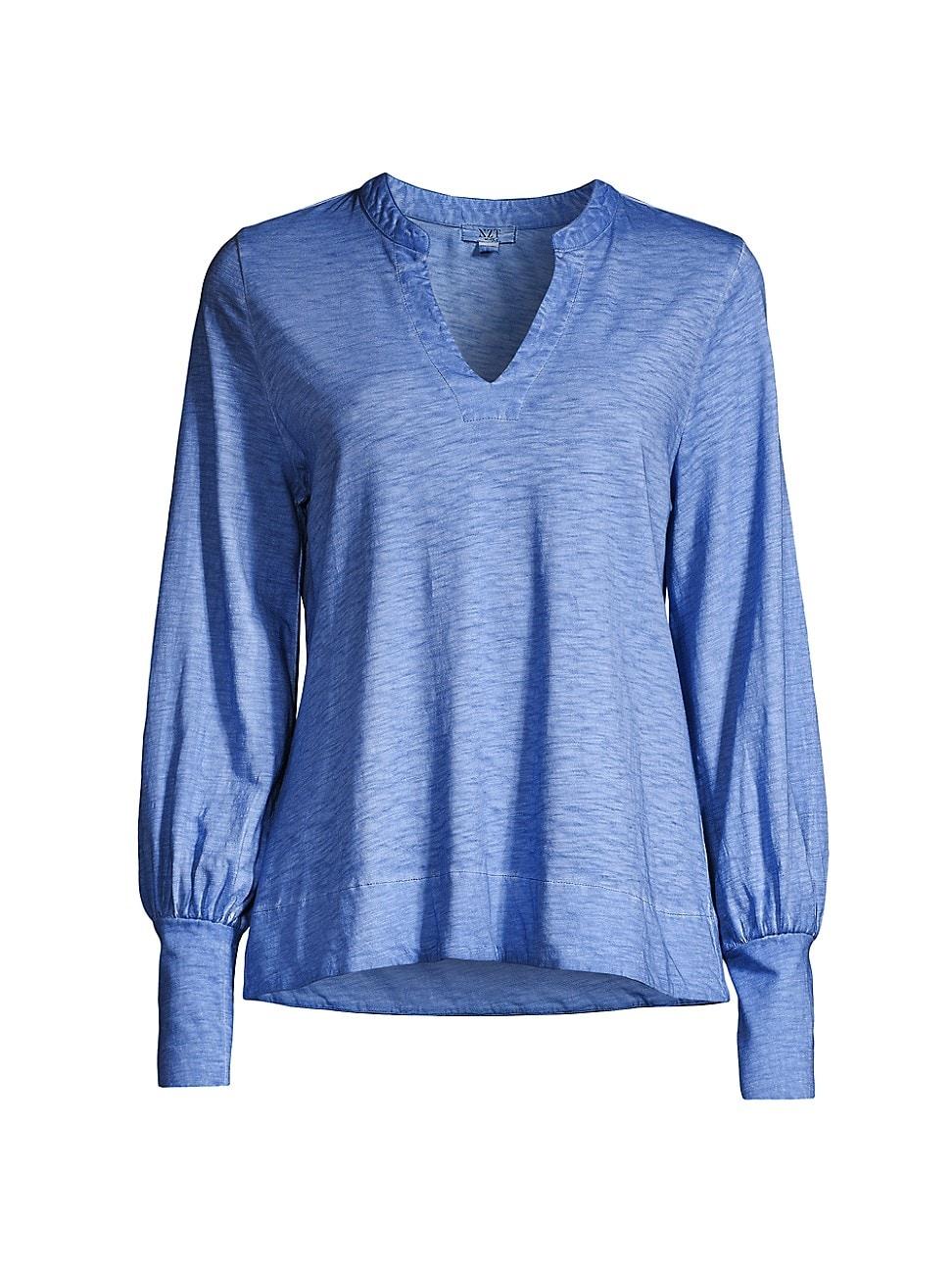 Womens Long-Sleeve Split Neck Top Product Image