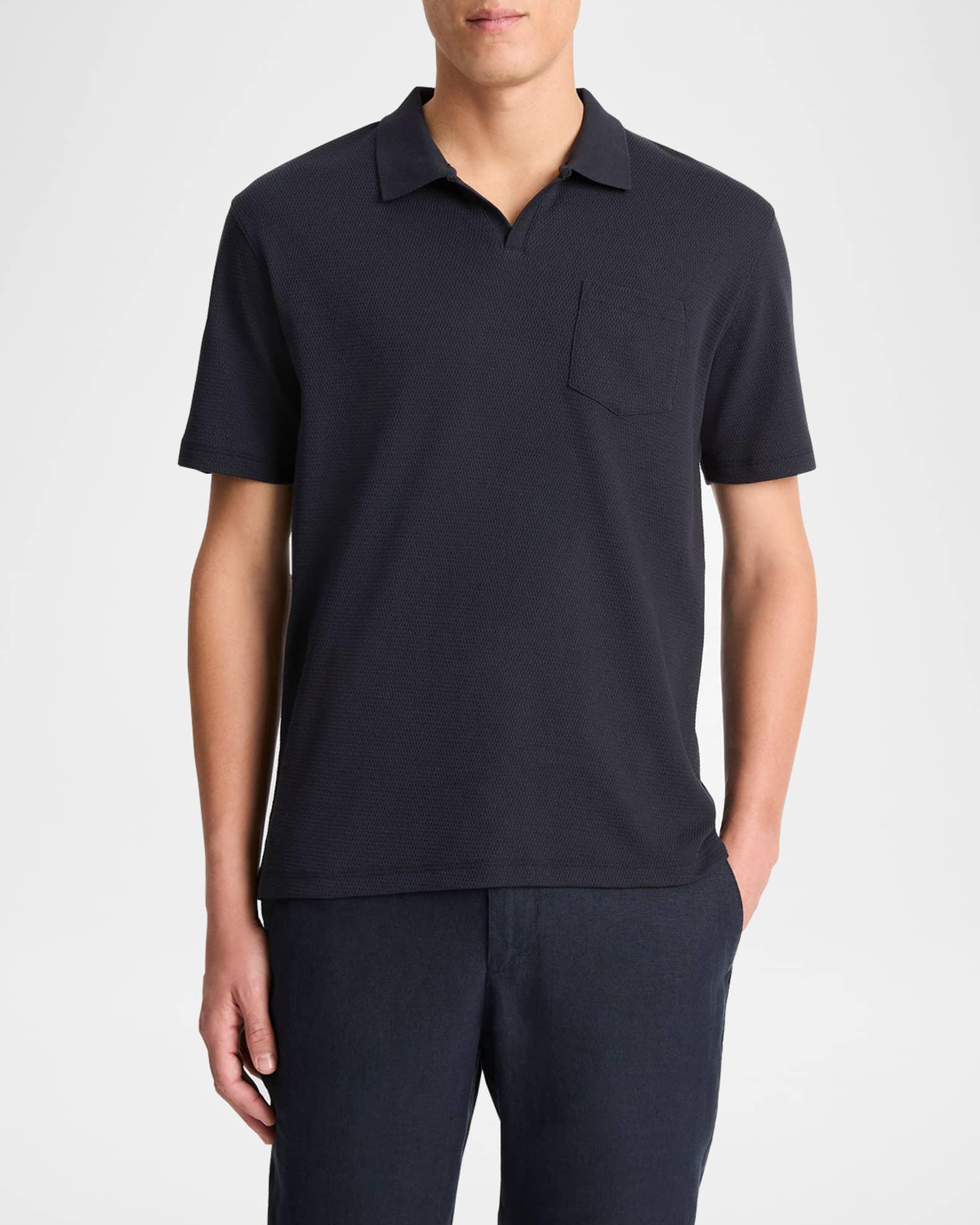 Men's Textured Johnny Collar Polo Shirt Product Image